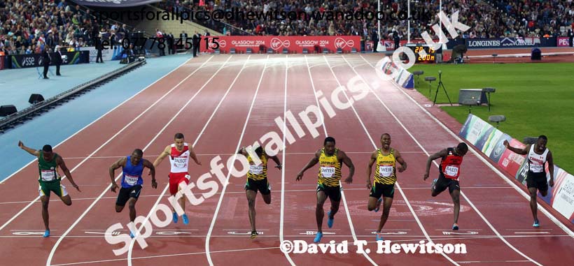 Rasheed Dwyer (Jamaica) wins the 200 metrs at the Commonwealth Games, Glasgow. Photo: David T. Hewitson/Sports for All Pics